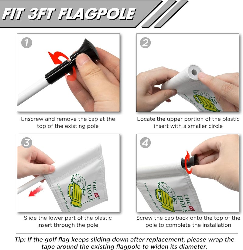 KINGTOP 19th Hole Golf Flag for Backyard Practice Putting Green, PGA Junior Standards, Double Sides 420D Nylon with Tube Insert, 6x8 Inch - Image 4